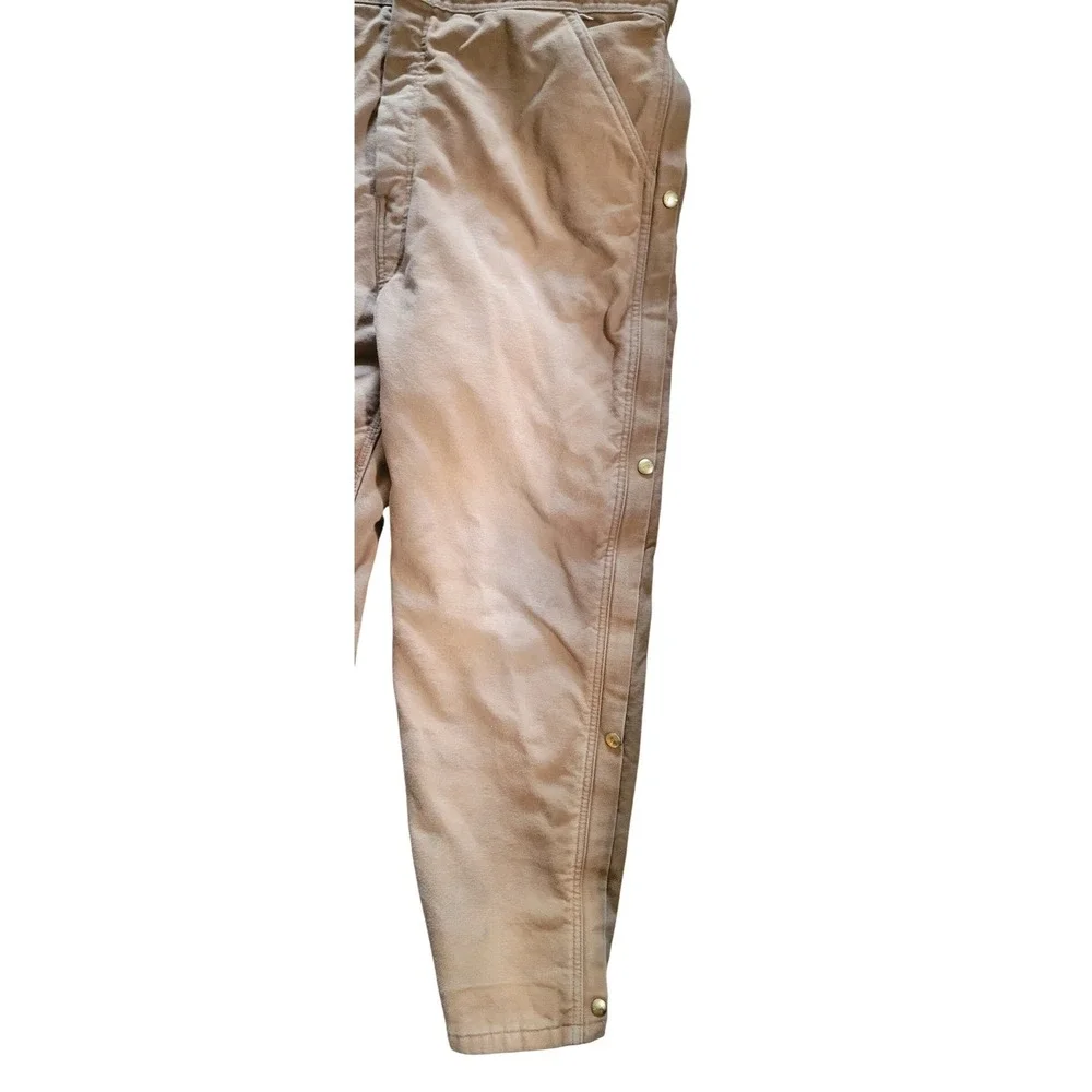 Carhartt X01 BRN Coveralls 42 Short Duck Canvas Quilt Lined Brown Work Jumpsuit